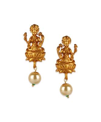 Gold Plated Maa Laxmi Stone Studded Necklace With Earrrings For Women And Girls 5