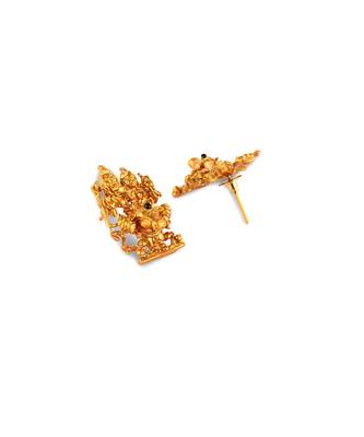 Gold Plated Maa Laxmi Stone Studded Necklace With Earrrings For Women And Girls 4