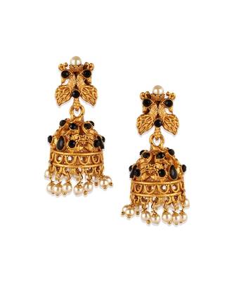 Gold Plated Maa Laxmi Stone Studded Necklace With Earrrings For Women And Girls 4