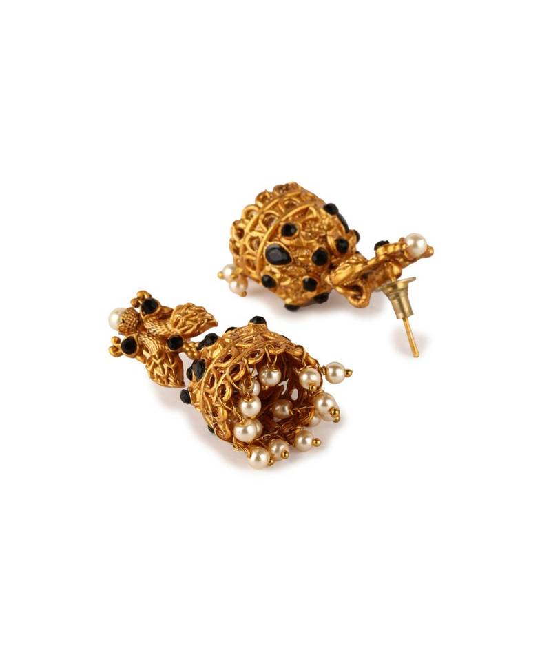 Gold Plated Maa Laxmi Stone Studded Necklace With Earrrings For Women And Girls