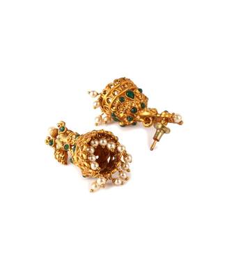 Gold Plated Maa Laxmi Stone Studded Necklace With Earrrings For Women And Girls 4