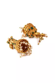 Gold Plated Maa Laxmi Stone Studded Necklace With Earrrings For Women And Girls