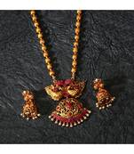 Gold Plated Maa Laxmi Stone Studded Necklace With Earrrings For Women And Girls