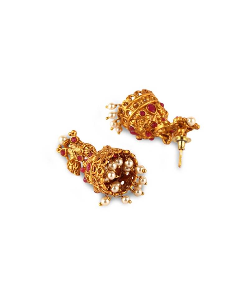 Gold Plated Maa Laxmi Stone Studded Necklace With Earrrings For Women And Girls