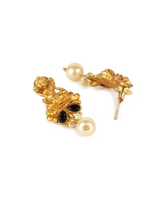 Gold Plated Maa Laxmi Stone Studded Necklace With Earrrings For Women And Girls 5