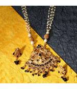 Gold Plated Maa Laxmi Stone Studded Necklace With Earrrings For Women And Girls