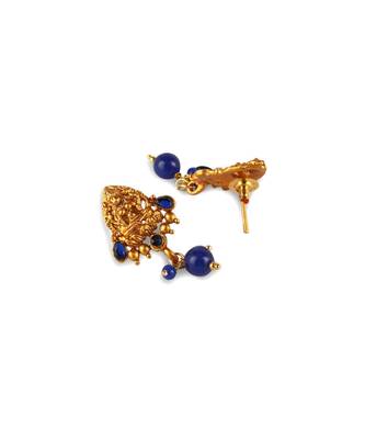 Gold Plated Maa Laxmi Stone Studded Necklace With Earrrings For Women And Girls 5