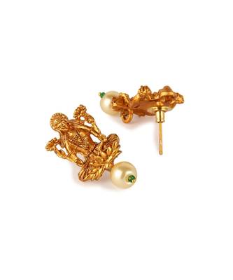 Gold Plated Maa Laxmi Stone Studded Necklace With Earrrings For Women And Girls 5