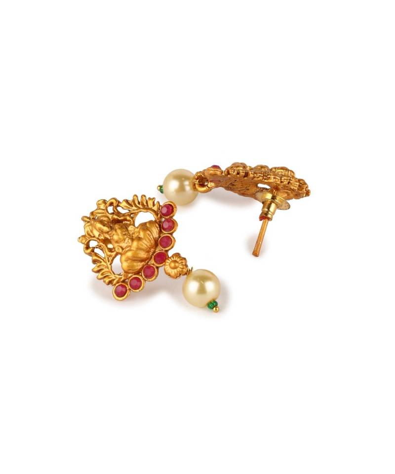Gold Plated Maa Laxmi Stone Studded Necklace With Earrrings For Women And Girls