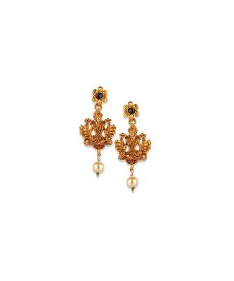 Gold Plated Maa Laxmi Stone Studded Necklace With Earrrings For Women And Girls 4