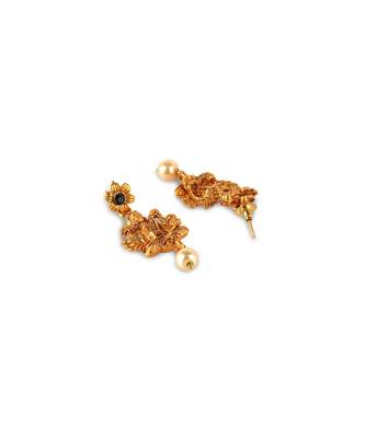 Gold Plated Maa Laxmi Stone Studded Necklace With Earrrings For Women And Girls 5