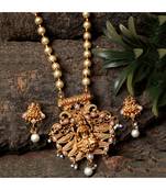 Antique Matte Gold Finish White Stone Studded Temple Jewellery set