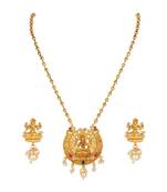 Antique Matte Gold Finish White Stone Studded Temple Jewellery set