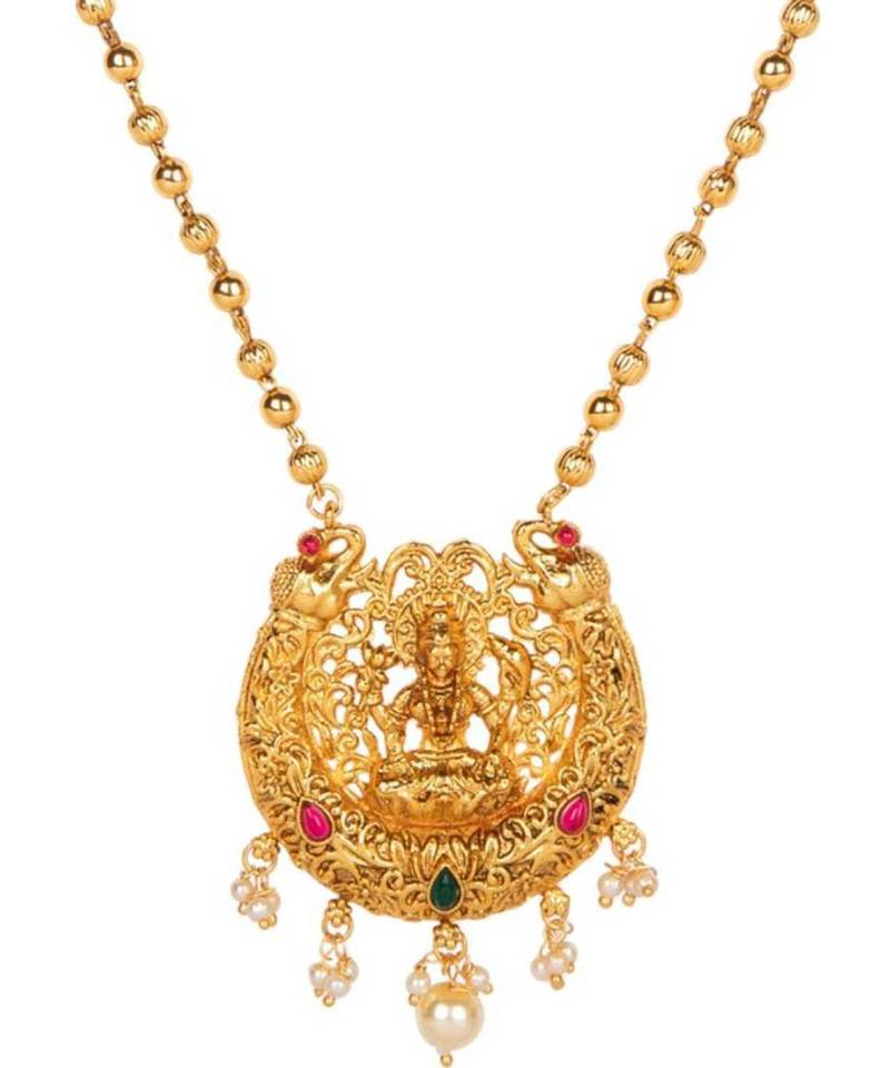 Antique Matte Gold Finish White Stone Studded Temple Jewellery set