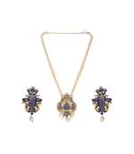 Antique Matte Gold Finish Maroon Stone Studded Temple Jewellery set