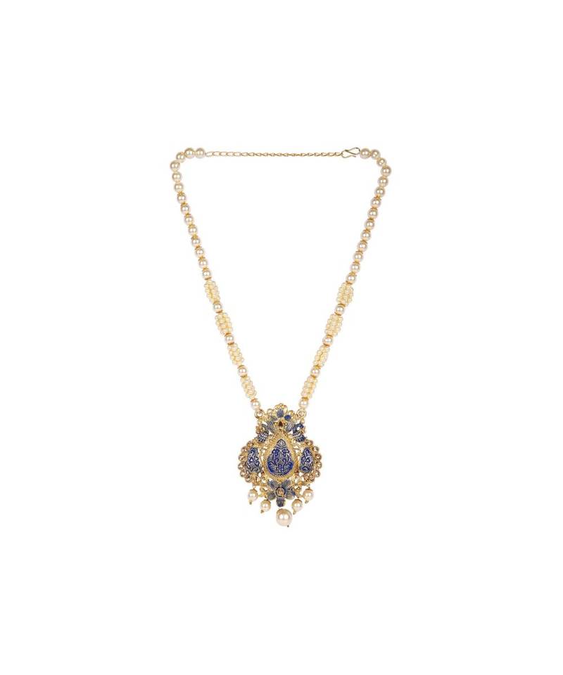 Antique Matte Gold Finish Maroon Stone Studded Temple Jewellery set