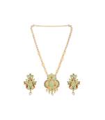 Antique Matte Gold Finish Maroon Stone Studded Temple Jewellery set