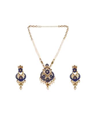 Antique Matte Gold Finish Maroon Stone Studded Temple Jewellery set 1