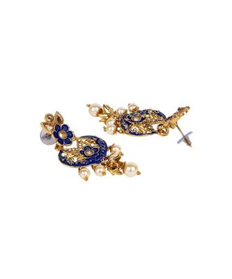Antique Matte Gold Finish Maroon Stone Studded Temple Jewellery set 5