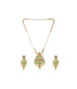 Antique Matte Gold Finish Maroon Stone Studded Temple Jewellery set