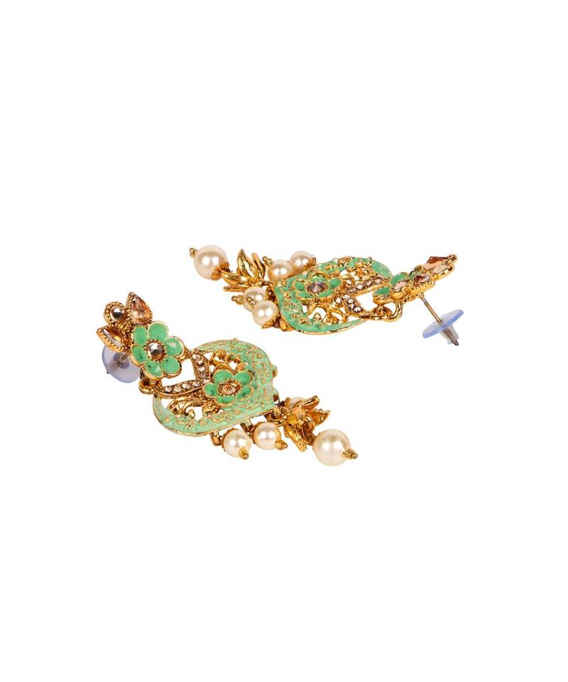 Antique Matte Gold Finish Maroon Stone Studded Temple Jewellery set