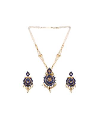 Antique Matte Gold Finish Maroon Stone Studded Temple Jewellery set 1