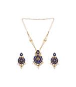 Antique Matte Gold Finish Maroon Stone Studded Temple Jewellery set