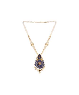 Antique Matte Gold Finish Maroon Stone Studded Temple Jewellery set 2