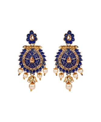 Antique Matte Gold Finish Maroon Stone Studded Temple Jewellery set 4