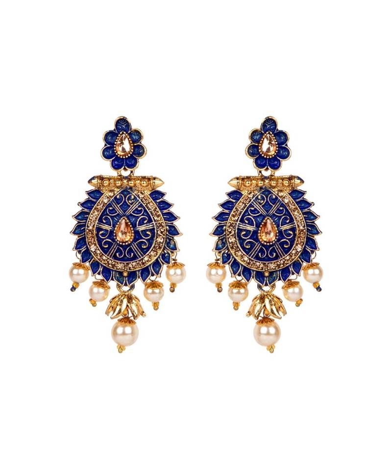 Antique Matte Gold Finish Maroon Stone Studded Temple Jewellery set