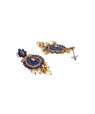 Antique Matte Gold Finish Maroon Stone Studded Temple Jewellery set 5