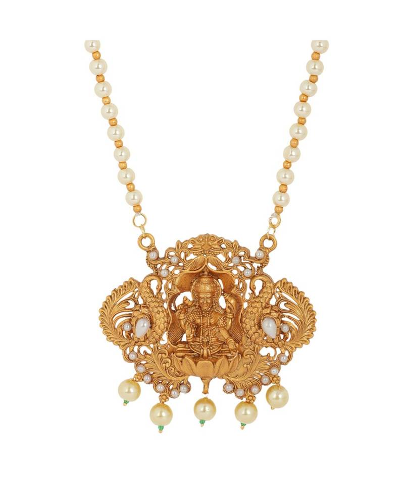 Antique Matte Gold Finish Maroon Stone Studded Temple Jewellery set