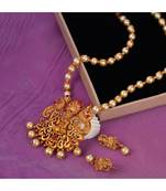 Antique Matte Gold Finish Maroon Stone Studded Temple Jewellery set