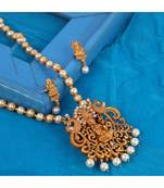 Antique Matte Gold Finish Maroon Stone Studded Temple Jewellery set