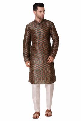 Koshin Multicolor Color Art Silk All Over Printed Kurta Pyjama For Festive & Wedding 1