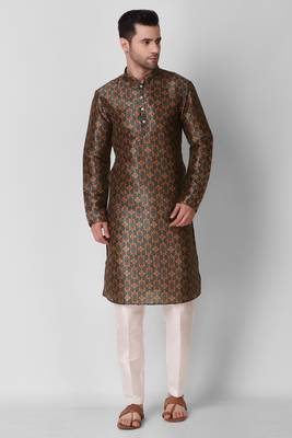 Koshin Multicolor Color Art Silk All Over Printed Kurta Pyjama For Festive & Wedding 2