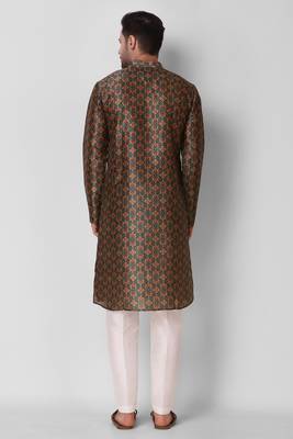 Koshin Multicolor Color Art Silk All Over Printed Kurta Pyjama For Festive & Wedding 3