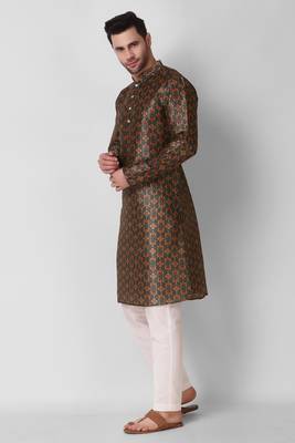 Koshin Multicolor Color Art Silk All Over Printed Kurta Pyjama For Festive & Wedding 5