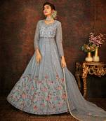 Grey embroidered net salwar
