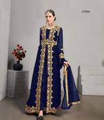 Blue embroidered georgette salwar