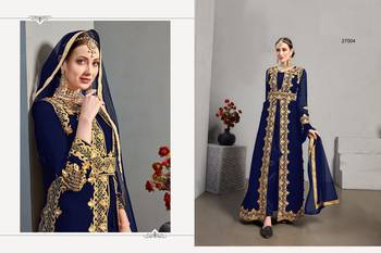 Blue embroidered georgette salwar 2