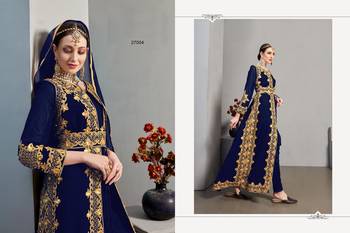 Blue embroidered georgette salwar 3
