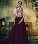 Wine embroidered georgette stitched lehenga