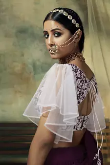 Wine embroidered georgette stitched lehenga