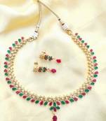Multicolor American Diamond with Earrings Jewellery Necklace Set for Wedding
