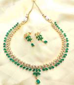 Green American Diamond with Earrings Jewellery Necklace Set for Wedding