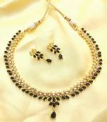 Black American Diamond with Earrings Jewellery Necklace Set for Wedding