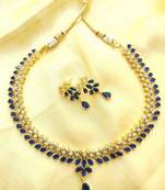 Blue American Diamond with Earrings Jewellery Necklace Set for Wedding