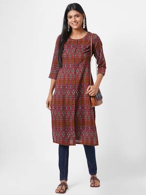 Red printed cotton ethnic-kurtis 1