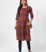 Red printed cotton ethnic-kurtis